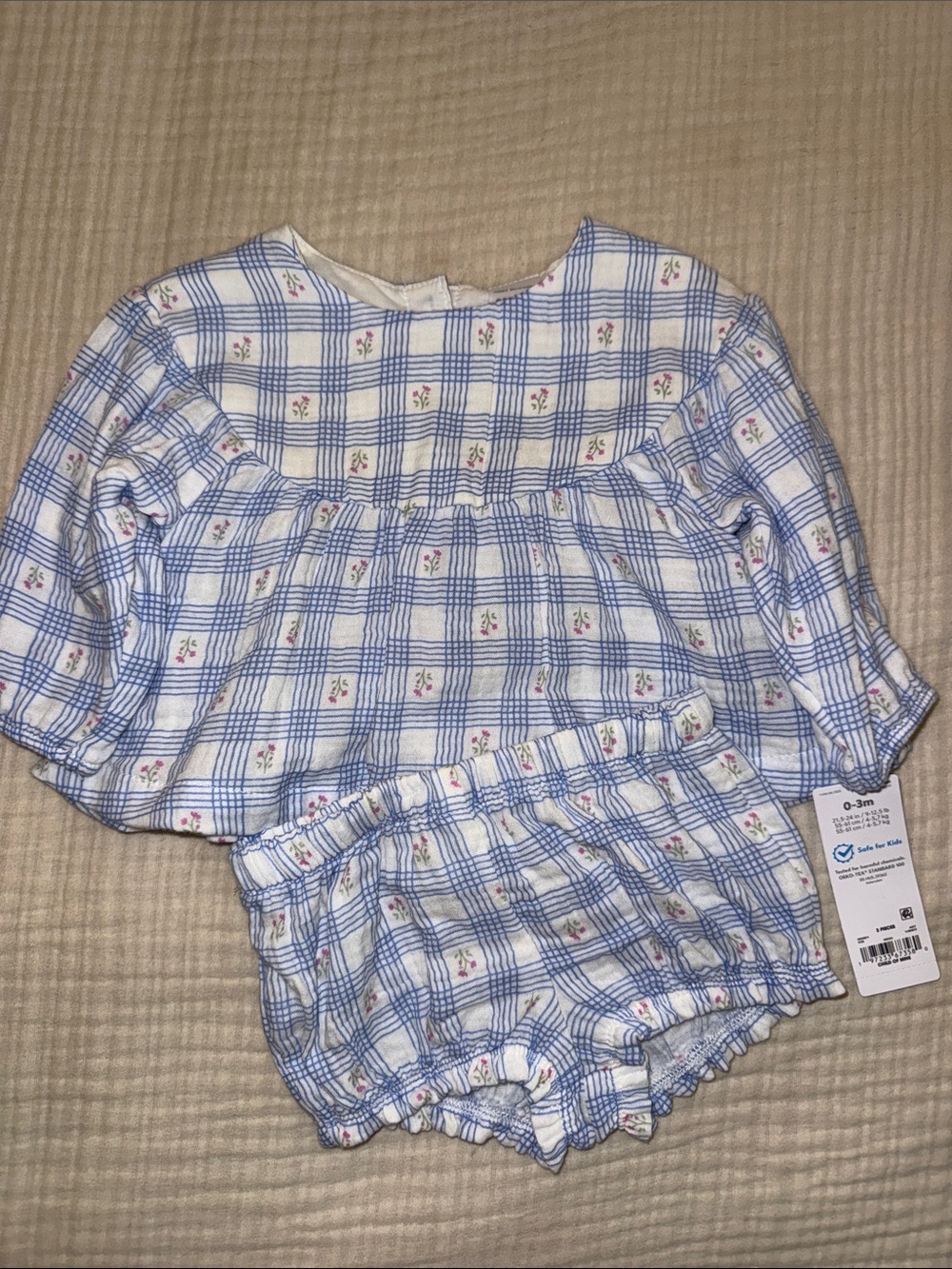 NWT Blue & White Plaid Baby Two-Piece Set